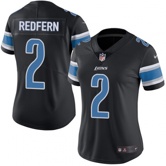 Women's Nike Detroit Lions 2 Kasey Redfern Limited Black Rush Vapor Untouchable NFL Jersey