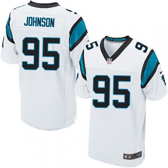 Men's Nike Carolina Panthers 95 Charles Johnson Elite White NFL Jersey