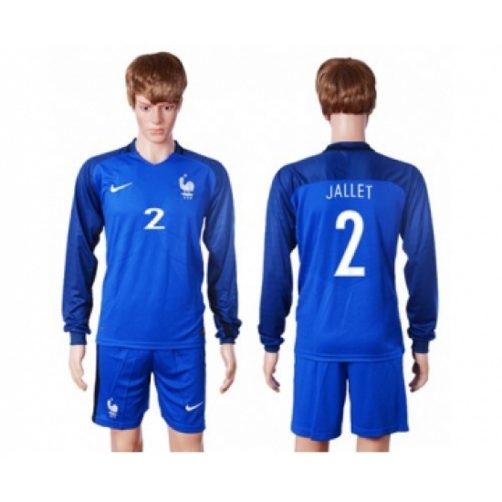 France 2 Jallet Home Long Sleeves Soccer Country Jersey