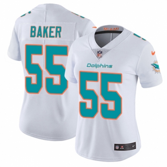 Women's Nike Miami Dolphins 55 Jerome Baker White Vapor Untouchable Limited Player NFL Jersey