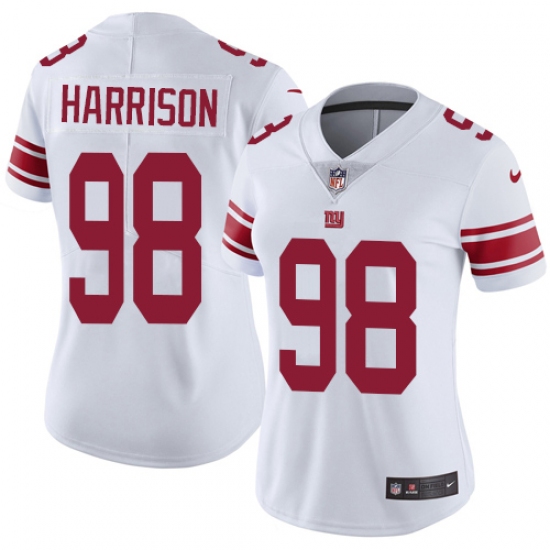 Women's Nike New York Giants 98 Damon Harrison Elite White NFL Jersey