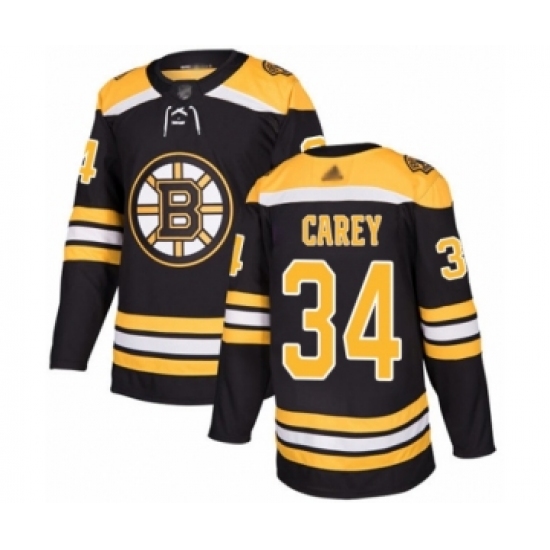 Men's Boston Bruins 34 Paul Carey Authentic Black Home Hockey Jersey