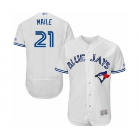 Men's Toronto Blue Jays 21 Luke Maile White Home Flex Base Authentic Collection Baseball Player Jersey