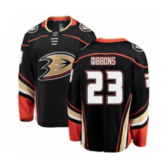 Men's Anaheim Ducks 23 Brian Gibbons Authentic Black Home Fanatics Branded Breakaway NHL Jersey