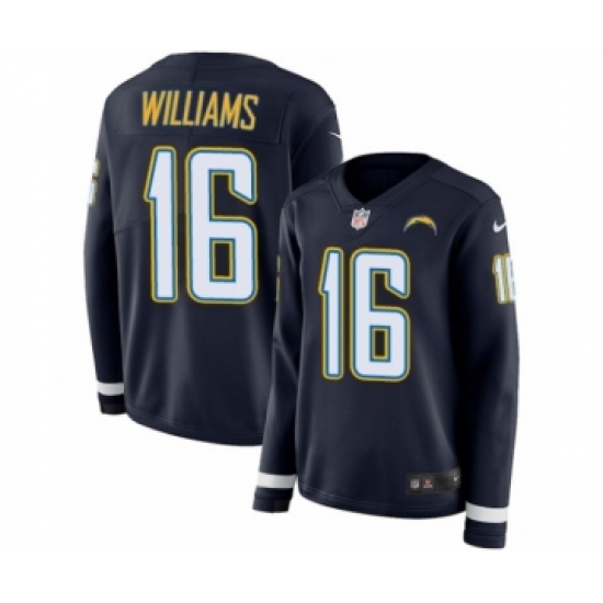 Women's Nike Los Angeles Chargers 16 Tyrell Williams Limited Navy Blue Therma Long Sleeve NFL Jersey