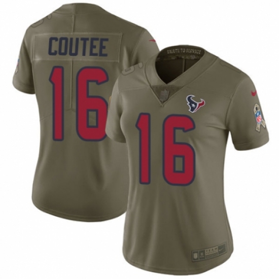 Women's Nike Houston Texans 16 Keke Coutee Limited Olive 2017 Salute to Service NFL Jersey