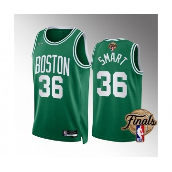 Men's Boston Celtics 36 Marcus Smart Green 2022 Finals Stitched Jersey