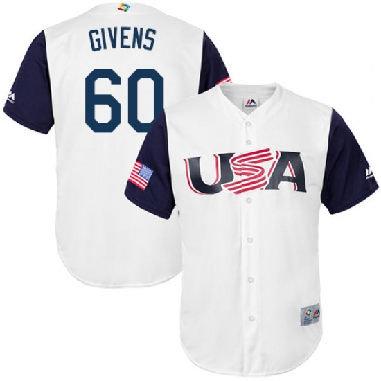 Men's USA Baseball Majestic 60 Mychal Givens White 2017 World Baseball Classic Replica Team Jersey