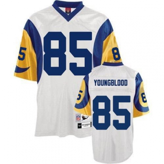 Mitchell and Ness Los Angeles Rams 85 Jack Youngblood Authentic White Throwback NFL Jersey