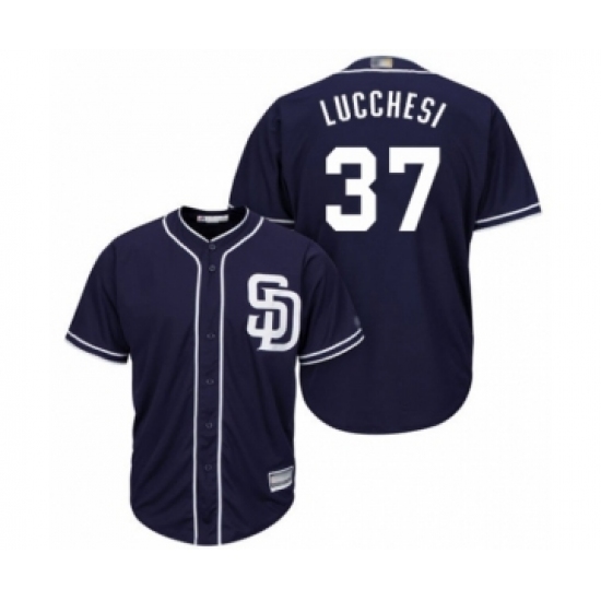 Youth San Diego Padres 37 Joey Lucchesi Authentic Navy Blue Alternate 1 Cool Base Baseball Player Jersey