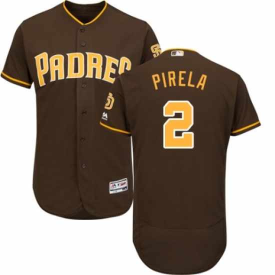 Men's Majestic San Diego Padres 2 Jose Pirela Brown Alternate Flex Base Authentic Collection MLB Jersey