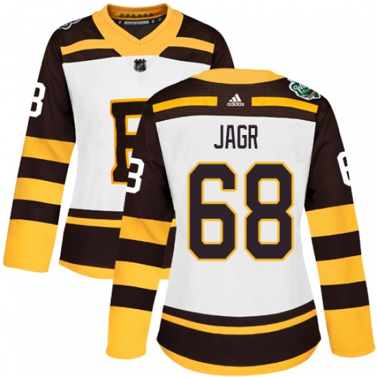 Women's Adidas Boston Bruins 68 Jaromir Jagr Authentic White 2019 Winter Classic NHL Jersey