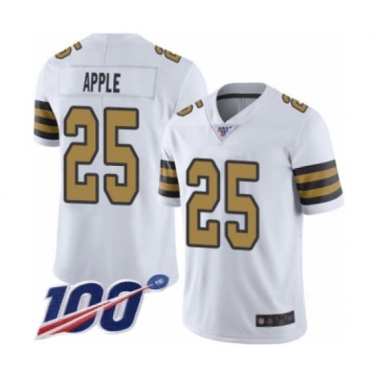 Men's New Orleans Saints 25 Eli Apple Limited White Rush Vapor Untouchable 100th Season Football Jersey