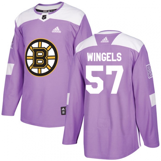 Men's Adidas Boston Bruins 57 Tommy Wingels Authentic Purple Fights Cancer Practice NHL Jersey