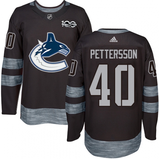 Men's Adidas Vancouver Canucks 40 Elias Pettersson Black 1917-2017 100th Anniversary Stitched NHL Jersey