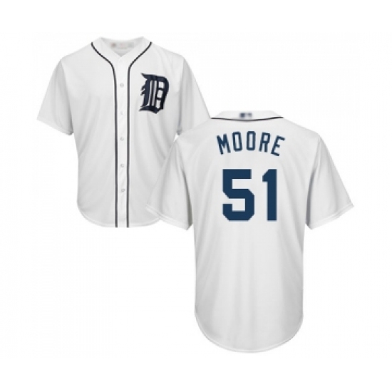 Men's Detroit Tigers 51 Matt Moore Replica White Home Cool Base Baseball Jersey