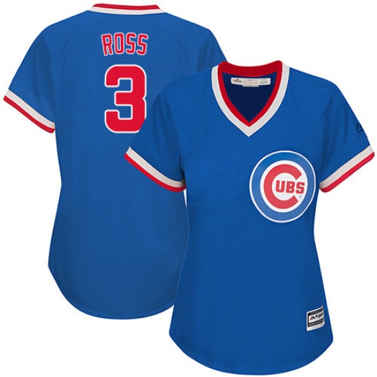 Women's Majestic Chicago Cubs 3 David Ross Authentic Royal Blue Cooperstown MLB Jersey