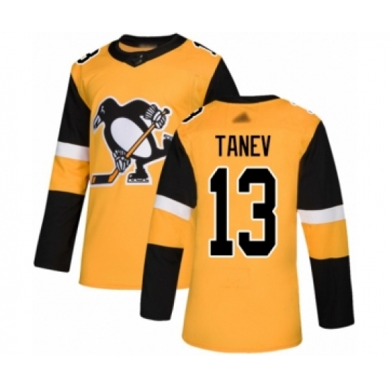 Men's Pittsburgh Penguins 13 Brandon Tanev Authentic Gold Alternate Hockey Jersey