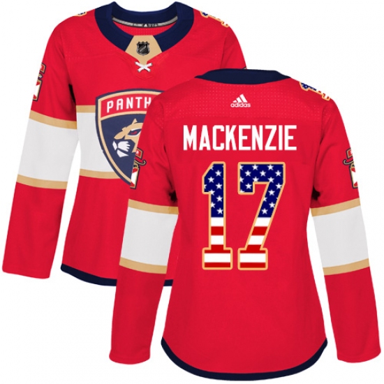 Women's Adidas Florida Panthers 17 Derek MacKenzie Authentic Red USA Flag Fashion NHL Jersey