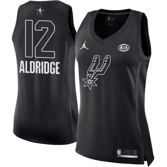 Women's Nike Jordan San Antonio Spurs 12 LaMarcus Aldridge Swingman Black 2018 All-Star Game NBA Jersey