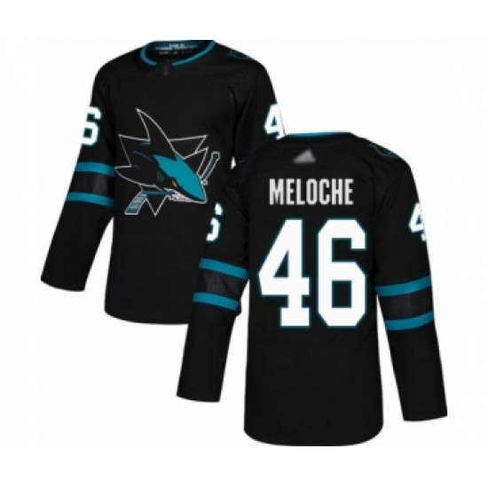 Men's San Jose Sharks 46 Nicolas Meloche Authentic Black Alternate Hockey Jersey