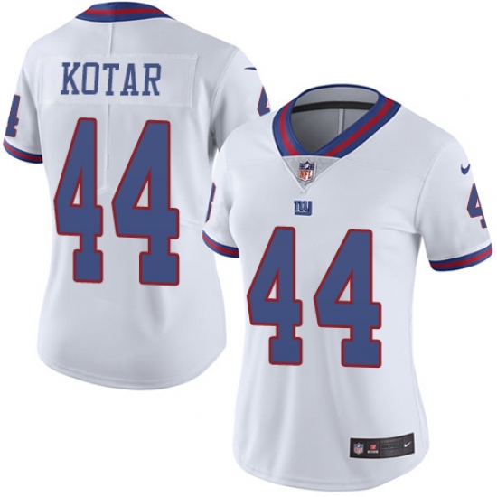 Women's Nike New York Giants 44 Doug Kotar Limited White Rush Vapor Untouchable NFL Jersey