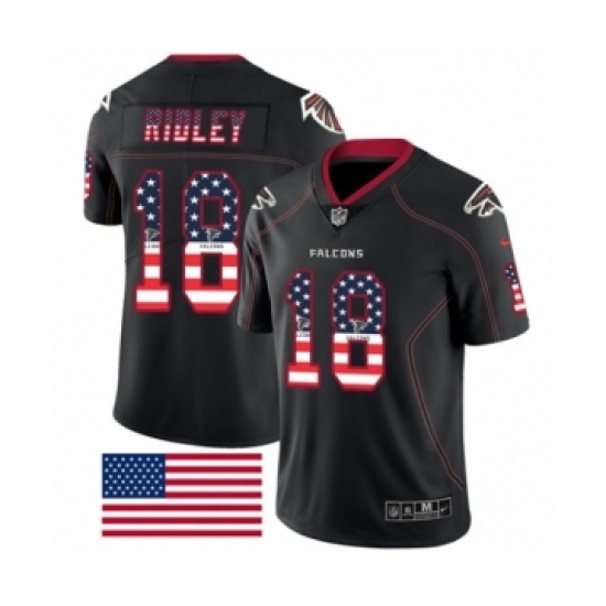 Men's Nike Atlanta Falcons 18 Calvin Ridley Limited Black Rush USA Flag NFL Jersey