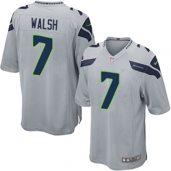 Men's Nike Seattle Seahawks 7 Blair Walsh Game Grey Alternate NFL Jersey