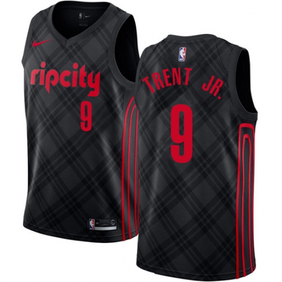 Men's Nike Portland Trail Blazers 9 Gary Trent Jr. Authentic Black NBA Jersey - City Edition