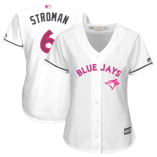 Women's Majestic Toronto Blue Jays 6 Marcus Stroman Replica White Mother's Day Cool Base MLB Jersey