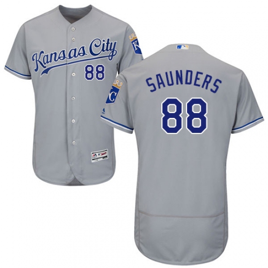 Men's Majestic Kansas City Royals 88 Michael Saunders Grey Road Flex Base Authentic Collection MLB Jersey