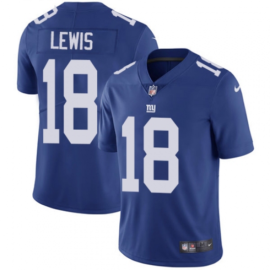 Youth Nike New York Giants 18 Roger Lewis Royal Blue Team Color Vapor Untouchable Elite Player NFL Jersey