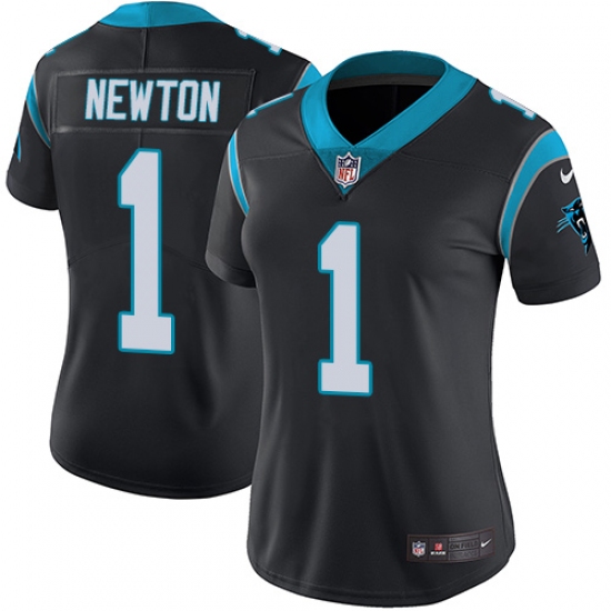 Women's Nike Carolina Panthers 1 Cam Newton Black Team Color Vapor Untouchable Limited Player NFL Jersey