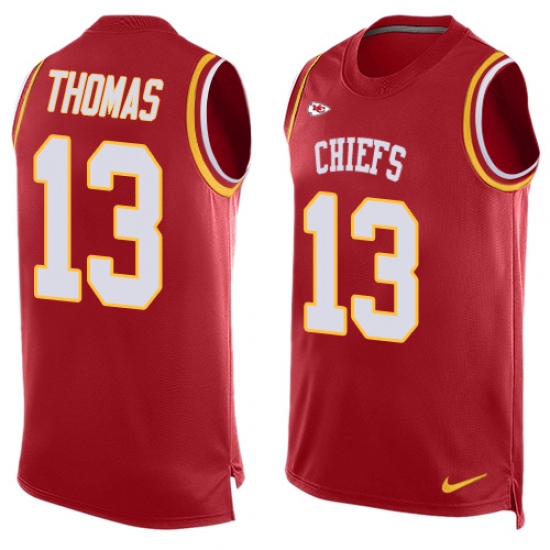 Men's Nike Kansas City Chiefs 13 De'Anthony Thomas Limited Red Player Name & Number Tank Top NFL Jersey