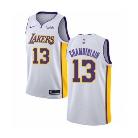 Men's Los Angeles Lakers 13 Wilt Chamberlain Authentic White Basketball Jersey - Association Edition