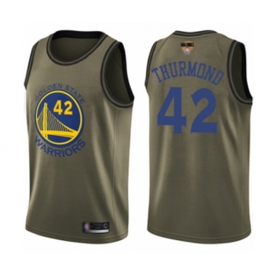 Men's Golden State Warriors 42 Nate Thurmond Swingman Green Salute to Service 2019 Basketball Finals Bound Basketball Jersey