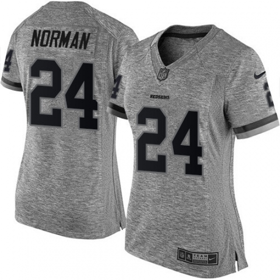 Women's Nike Washington Redskins 24 Josh Norman Limited Gray Gridiron NFL Jersey