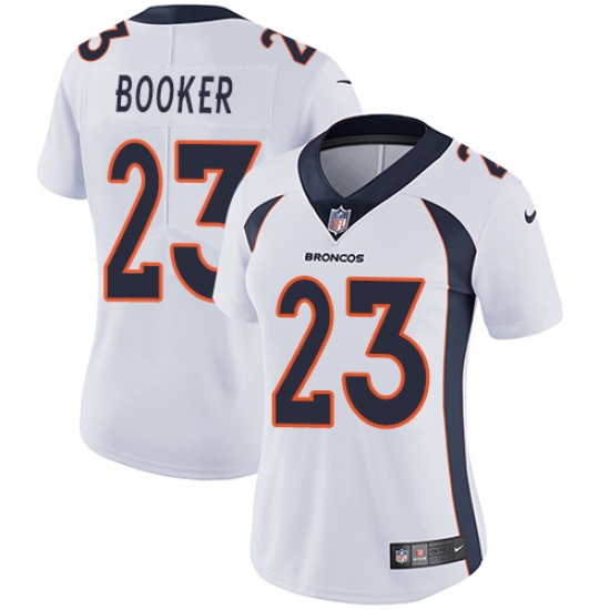 Women's Nike Denver Broncos 23 Devontae Booker Elite White NFL Jersey