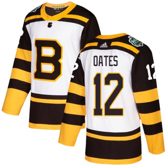 Men's Adidas Boston Bruins 12 Adam Oates Authentic White 2019 Winter Classic NHL Jersey