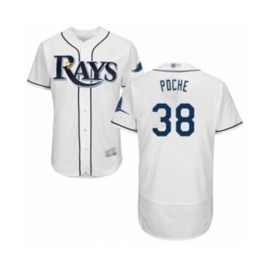 Men's Tampa Bay Rays 38 Colin Poche Home White Home Flex Base Authentic Collection Baseball Player Jersey