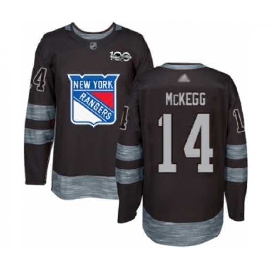 Men's New York Rangers 14 Greg McKegg Authentic Black 1917-2017 100th Anniversary Hockey Jersey