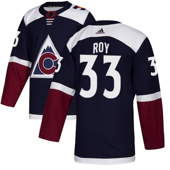 Men's Adidas Colorado Avalanche 33 Patrick Roy Authentic Navy Blue Alternate NHL Jersey