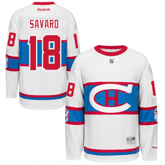 Men's Reebok Montreal Canadiens 18 Serge Savard Premier White 2016 Winter Classic NHL Jersey