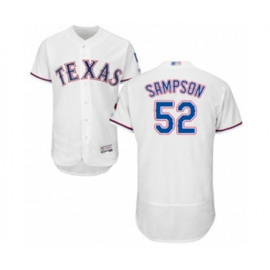 Men's Texas Rangers 52 Adrian Sampson White Home Flex Base Authentic Collection Baseball Player Jersey