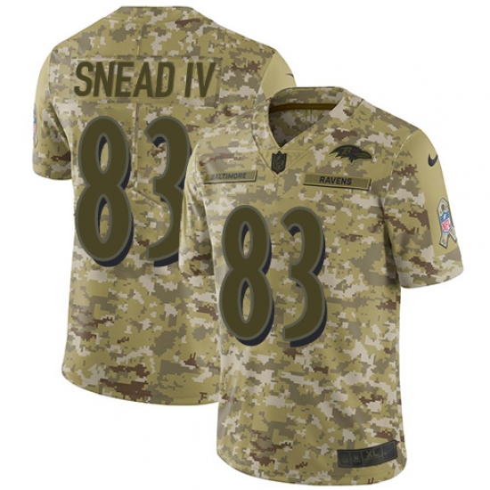 Men's Nike Baltimore Ravens 83 Willie Snead IV Limited Camo 2018 Salute to Service NFL Jersey