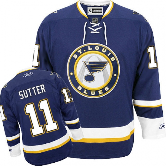 Youth Reebok St. Louis Blues 11 Brian Sutter Premier Navy Blue Third NHL Jersey