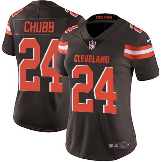 Women's Nike Cleveland Browns 24 Nick Chubb Brown Team Color Vapor Untouchable Limited Player NFL Jersey