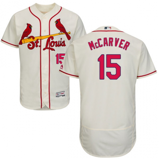 Men's Majestic St. Louis Cardinals 15 Tim McCarver Cream Alternate Flex Base Authentic Collection MLB Jersey