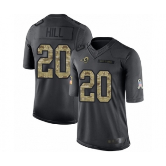 Men's Los Angeles Rams 20 Troy Hill Limited Black 2016 Salute to Service Football Jersey