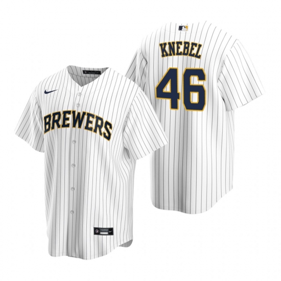 Men's Nike Milwaukee Brewers 46 Corey Knebel White Alternate Stitched Baseball Jersey